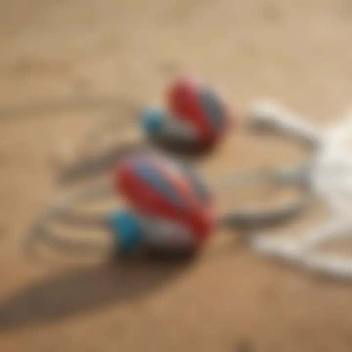 A collection of top-rated surfing ear buds displayed on a sandy beach