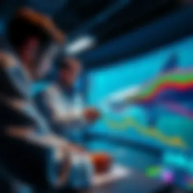 Scientists analyzing data from shark tracking technology.