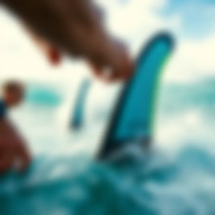 Professional surfers discussing the benefits of using Tyr split fins.