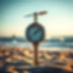 Anemometer measuring wind speed on a beach