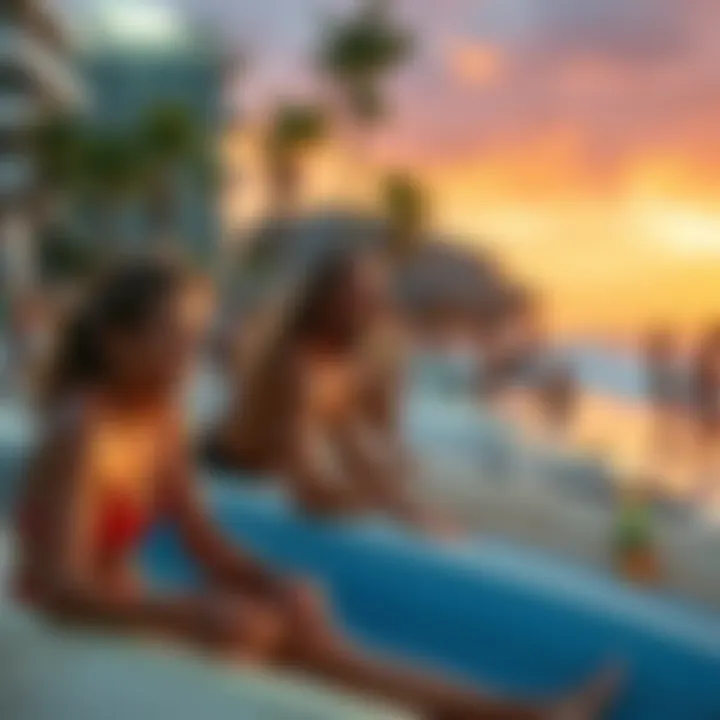 Community Life in Surf Culture A lively surf community engaging in beach activities