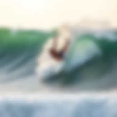 A surfer showcasing the hang ten technique on a wave