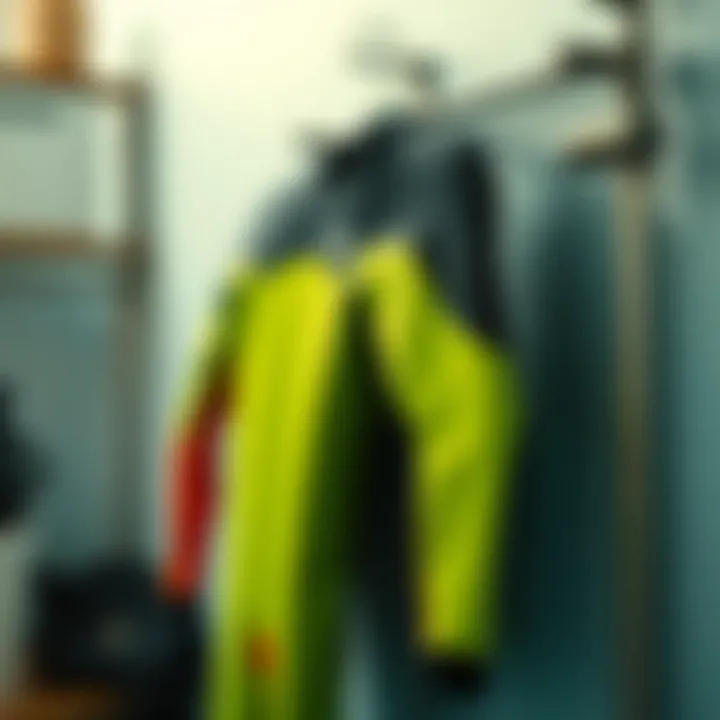 Wetsuit Care and Maintenance for Longevity Wetsuit hanging on a rack drying