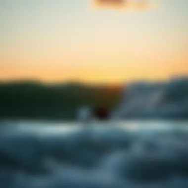 Surfer Enjoying Perfect Wave Conditions Surfer gliding on waves during dawn