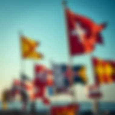 Various designs of marine signal flags