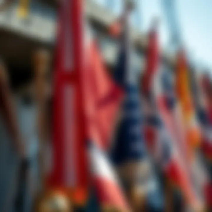 Historical marine signal flags on display