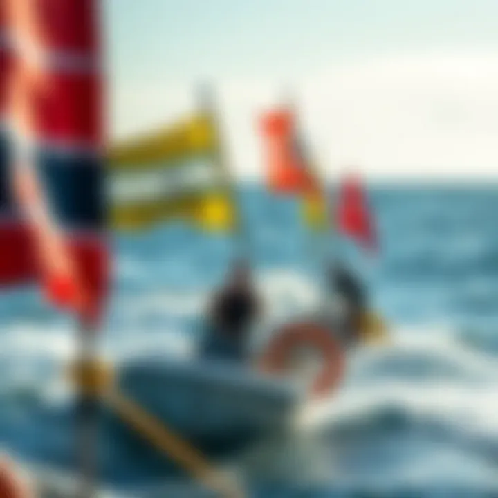 Marine signal flags in use during navigation