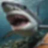 A close-up of a shark in its natural habitat showcasing its behavior