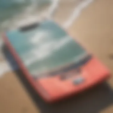 Detailed view of a boogie board showcasing its design features