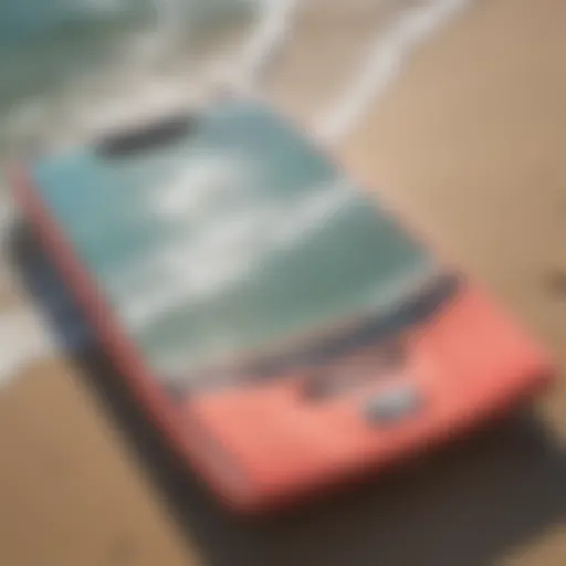 Detailed view of a boogie board showcasing its design features