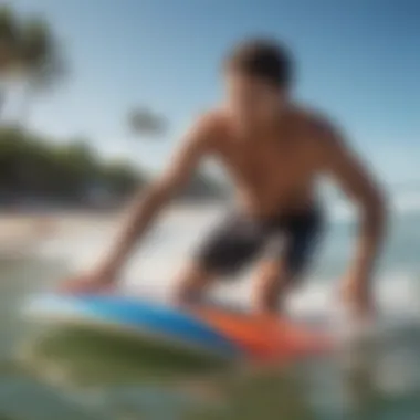 Technique demonstration for optimal boogie boarding performance