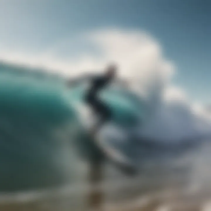 Beach scene highlighting the importance of wind speed in surfing