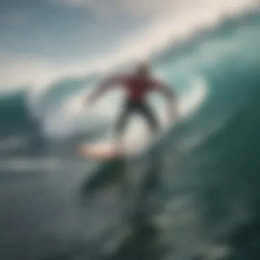 Surfer Navigating Wind-Driven Waves Surfer navigating waves influenced by wind speed