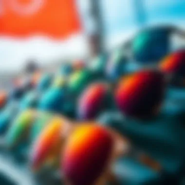 Variety of stylish surfing sunglasses displayed