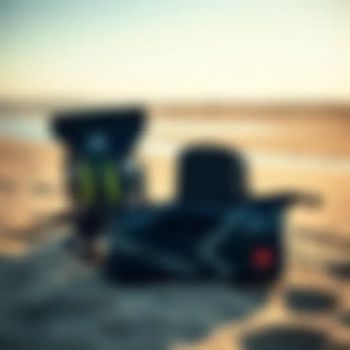 Variety of waterproof pouches on a sandy beach