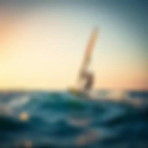 Windsurfer gliding over the water with vibrant sail
