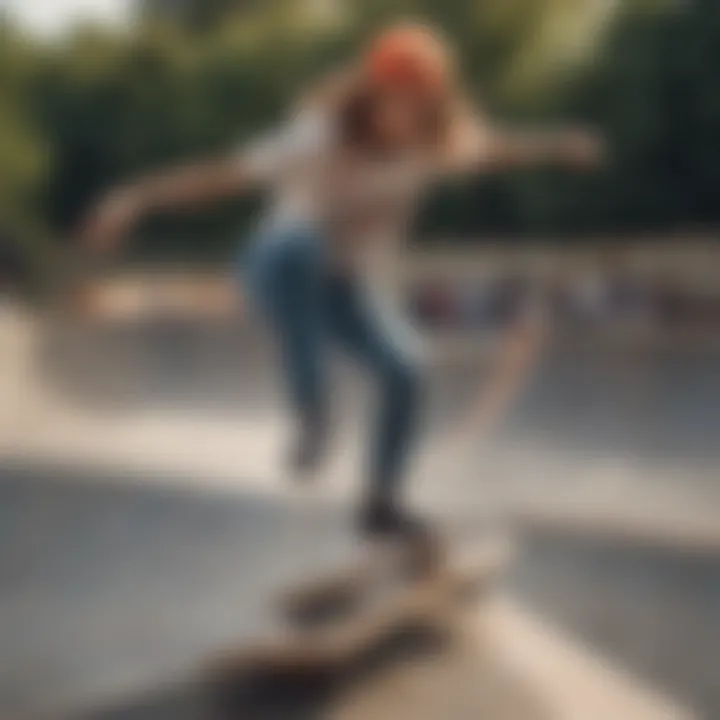 An influential skater performing a trick at a local skate park