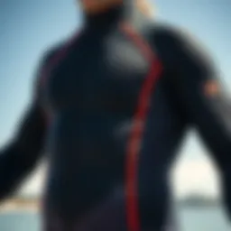Detailed view of Xterra surf wetsuit showcasing its innovative design