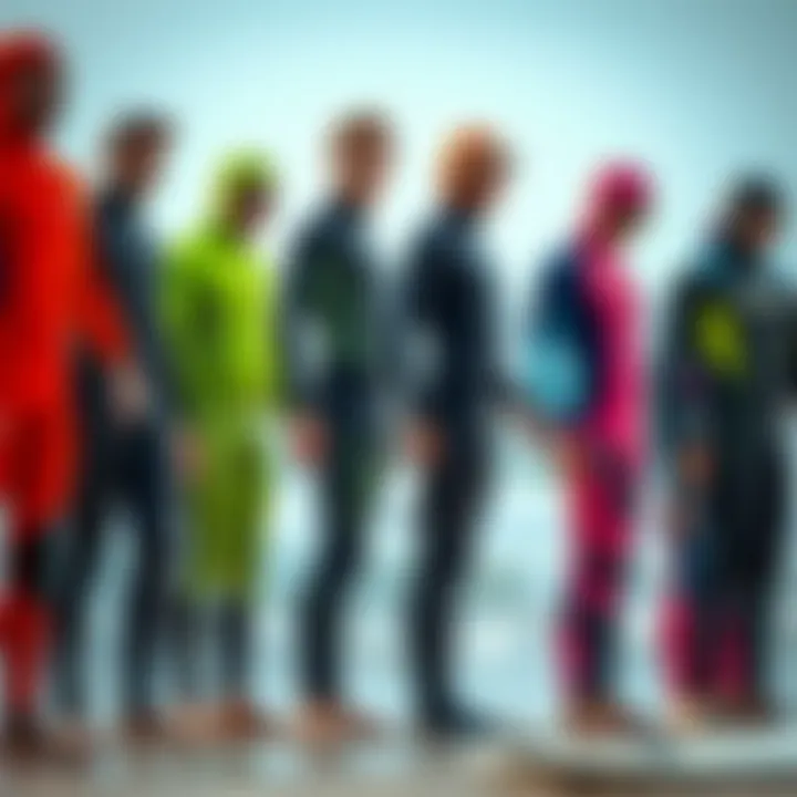 Diverse Styles of Xterra Surf Wetsuits Xterra wetsuits in various colors and styles, highlighting diversity